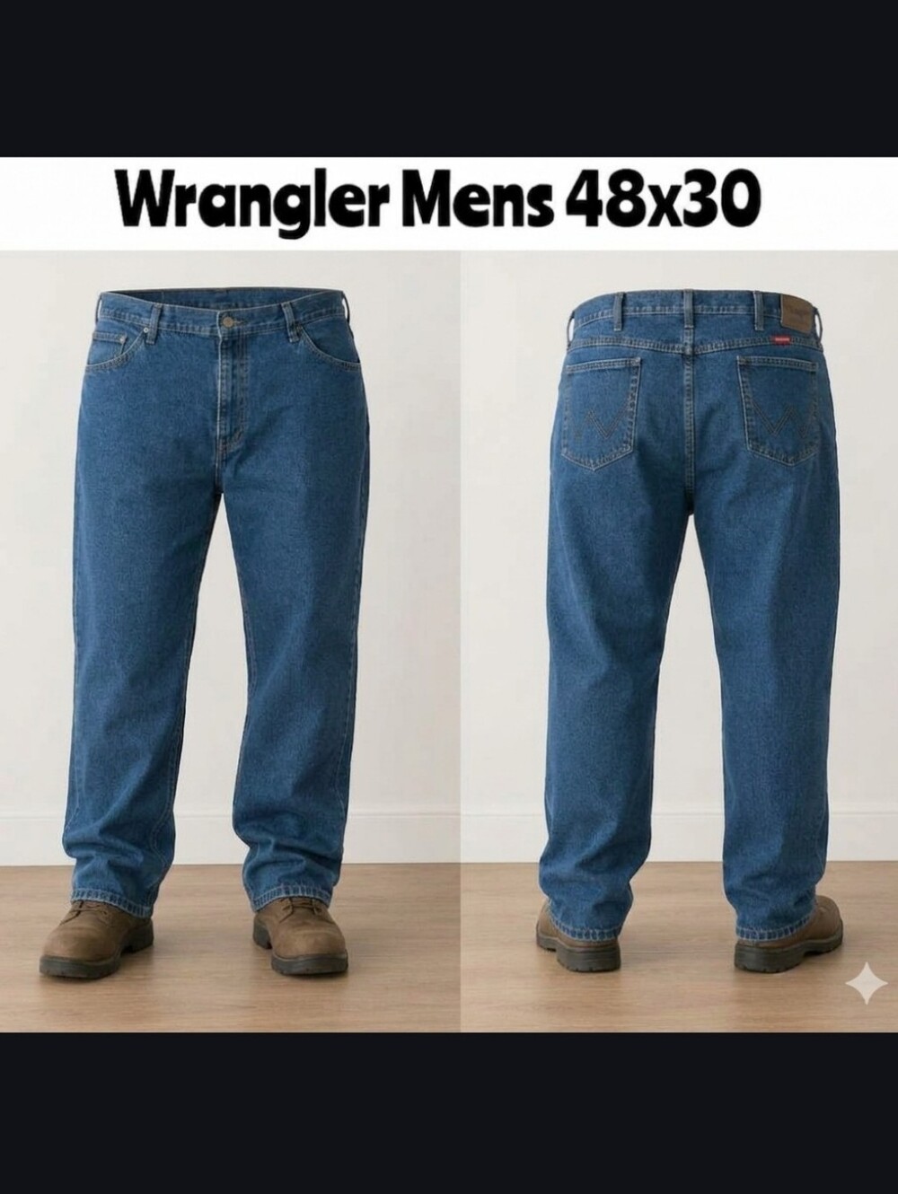 🛍🍀Wrangler Mens 48x30 Regular Fit Denim Blue Jeans c1